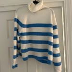 Mango Blue and White Stripe Turtleneck Sweater Photo 2