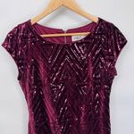 Eliza J Velvet Sequin Geometric Formal Party Cocktail Dress Burgundy Red Size 8 Photo 2