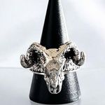 NIB Silver Ram Skull ring, Goat Skull ring, Buffalo Skull, Sheep Skull ring, Vin Photo 0
