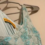 Alice + Olivia  Sequin beaded turquoise aqua mini floral beaded lace dress Photo 2