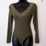 Full Circle vneck lace trim bodysuit Green Photo 0