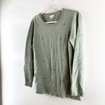 J.Jill Crewneck Dot Embroidered Sweater Seedling Heather Green Small Photo 5