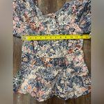 Moon River  Anthropologie Floral Peplum Ballon Short Sleeve Blouse Small Forest Photo 6