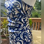 HOUSE of HARLOW 1960 Elegant Blue and White Satin printed Midi Dress Size XL Photo 1