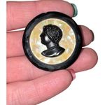Brooch / Mourning Cameo Brooch / Victorian / 1800s / Opal flakes / Antique Black Photo 1