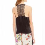 Lucy Paris Women’s Black Satin Silk V Neck Lace Racerback Top Size XS Photo 6