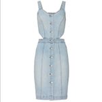 BLANK NYC NWT Wake Up Call Stretchy Denim Mini Dress Cut Out Light Wash sz Large Photo 3