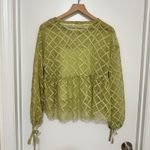 MAEVE x Anthropologie | Green Sheer Embroidered Mesh Babydoll Layering Top, S Photo 3