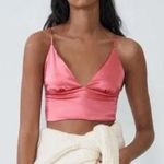 ZARA Satin Crop Top Bralette Adjustablee Tank Top Bra V-Neck Gem Photo 1