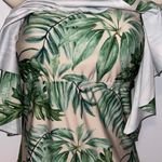 Gianni Bini One Piece Swimsuit Cream & Green Palm Print Off-Shoulder Ruffle XL Photo 3