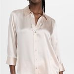 L'Agence  Cream Satin Button Down Shirt Photo 1