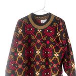 Lands' End Women's Medium Chunky Knit Black Geometric Pattern Crew Neck Sweater Photo 1