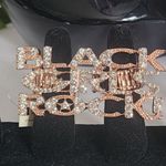 Rose Gold and Crystals Black Girls Rock Double Stretchy Ring Pink Photo 0