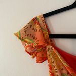 Bandolino Vintage Y2K Pink Green Paisley Flowy Midi Retro Dress Women's size 8 Photo 3