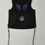Milwaukee Leather Stud and Wings Black Motorcycle Biker Vest US Marine Womens S. Photo 1