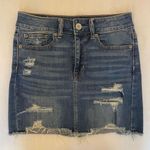 American Eagle America Eagle Distressed High Rise Denim Mini Skirt, Blue, Size US2, EUC Photo 2