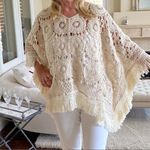 Raga  Crochet Fringe Poncho The Betsy Festival Boho Indie Cottage Size Small Photo 6