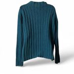 Eddie Bauer Vintage Teal Blue Chunky Ribbed Mock Neck Sweater Photo 2
