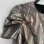 CeCe Silver Shimmer Pouf Jewel Neck Top, NWT, Size XXS Photo 3