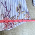 Etro Floral Stripe Shirt Womens 12 Classic Printed Poplin Button Down Top Purple Photo 11