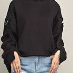 ZARA  Trafaluc black cropped sweatshirt with buckle arms Photo 0