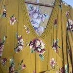 Xhilaration Women’s Mustard Yellow V neck Long Sleeve Floral Dress Size XXL Photo 1
