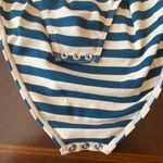 Capulet "Sandra" Cream & Teal Striped Bodysuit Photo 6