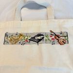 Music Themed Cross Stitch Needlepoint Small Tote Bag French Horn Piano Violin Photo 2