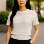 Cenit Womens Sweater Size Small Knit White Sheer Dolman Sleeve Photo 0