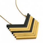 Madewell  Chevron Necklace Gold Tone and Black Adjustable Slider 36 Inch Photo 0