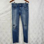 Gap 1969 Real Straight Distressed Low Rise Medium Washed Jeans Size 27 Photo 1