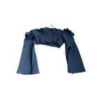 Majorelle  Shanti Top Black Off The Shoulder Ruffled Crop Bell Sleeve XS Photo 7