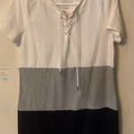 Tommy Hilfiger White, Gray, and Black Midi Dress Photo 0