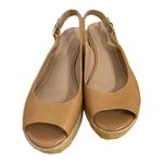 Arturo Chiang  Wedge Straw Heels Tan Patent Leather Open Toe Sling Back 9.5 Women Photo 1