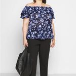 Michael Kors MICHAEL Off-Shoulder Blue Abstract Top Photo 1