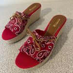 Sperry Boat Shoe Red Bandanna Paisley Print Leather Tie Espadrilles 90s Y2K 9 Photo 0