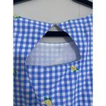 kim rogers Blue White Gingham Lemon Sheath Dress Sleeveless Knee Length Large Cottagecore Photo 2