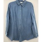 J Jill Womens Top Button Up Long Sleeve Corduroy Country Cottage Blue Size Large Photo 0