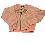 Motel NEW Rose Embroidered Satin Bomber Jacket size medium Photo 10