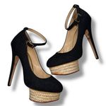 Charlotte Olympia Black Canvas Dolores Espadrille Platform Ankle-Strap Pumps Photo 0