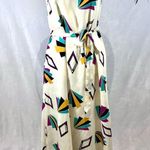 Compañía Fantástica white colorful geometric print belted maxi dress size small Photo 1