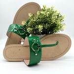 Kate Spade  Cassis Patent Green Heart Thong Sandals Size 9 Photo 0