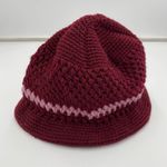 Hand Knit Adult Maroon Flower Accent Bucket Hat Photo 1