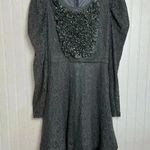 Ryu Anthropologie  Grey Long Sleeve Dress Ruffle Front Tulle Hem Medium D32 Photo 0