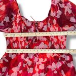 Torrid Floral Crinkle Fabric Tiered Puff Sleeve Smocked Midi Dress Red Pink 12 Photo 13