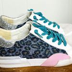 Dolce Vita Zina Sneaker Women's 6.5 Leopard Splash Fabric Silver Shimmer Glitter White Photo 0