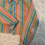 Vintage cropped rainbow collared shirt Pink Size 12 Photo 2