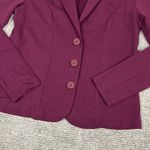 Fair Indigo Blazer Womens Medium Organic Pima Cotton Burgundy 3 Button Jacket Purple Photo 2