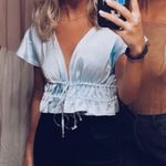 Princess Polly Light Blue Silk Tie Top Photo 0