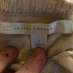 LC Lauren Conrad Cream Open Front Duster Cardigan Knit Pockets Size L White Size L Photo 3